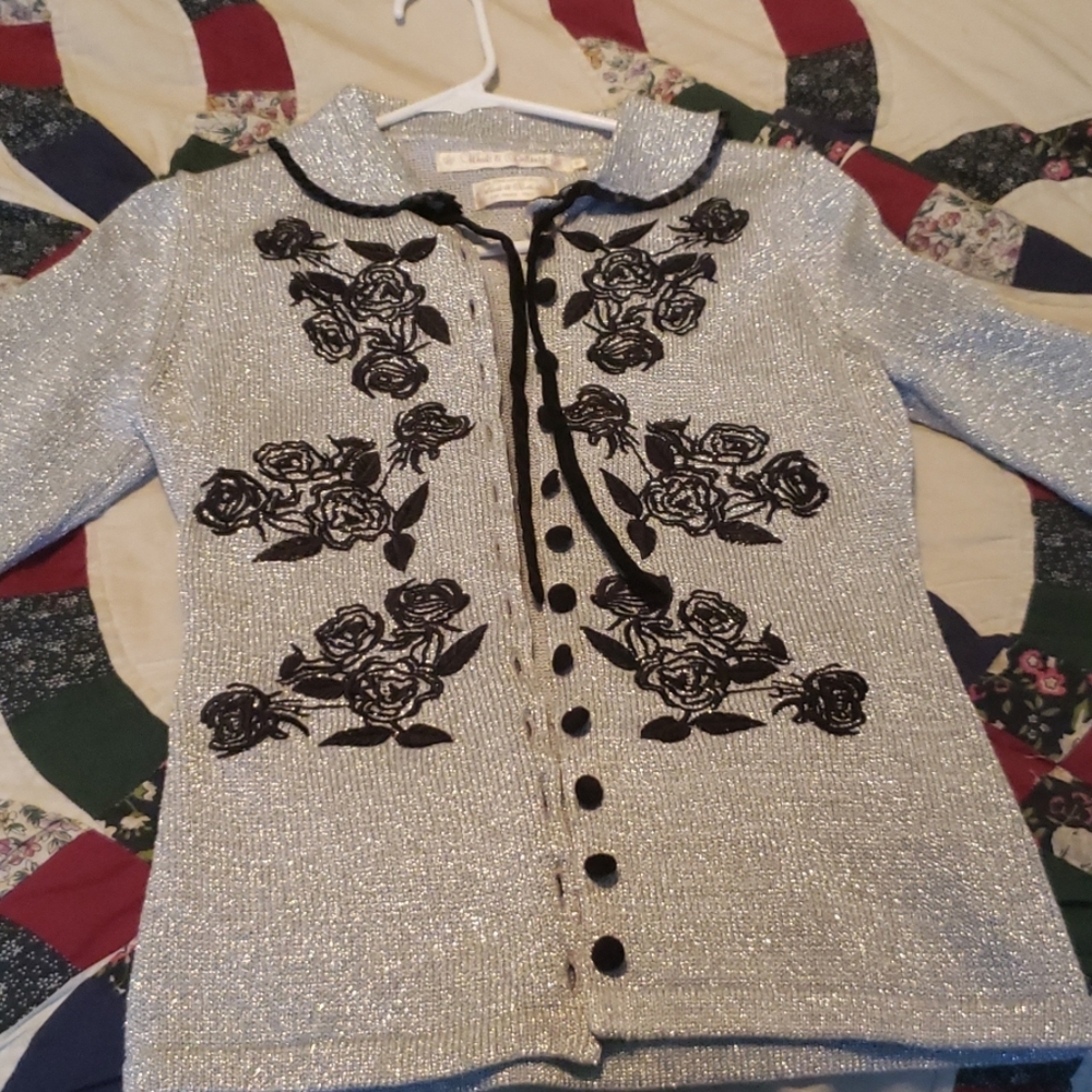 Elegant Black and Silver Women's Cardigan